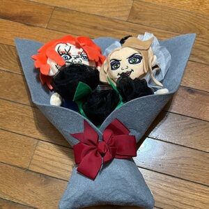 Plush Doll Bouquet with Red Bow
